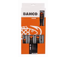 Juego de 5 destornilladores para ranurados y Pozidriv BahcoFit con mango de goma | B219.015